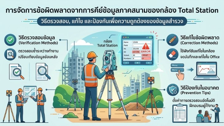 การจัดการข้อผิดพลาดจากการคีย์ข้อมูลภาคสนามของกล้อง Total Station