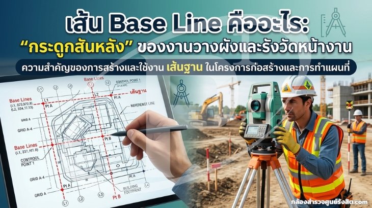 เส้น Base Line คืออะไร: "กระดูกสันหลัง" ของงานวางผังและรังวัดหน้างาน