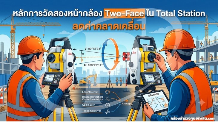 หลักการวัดสองหน้ากล้อง Two-Face ใน Total Station ลดค่าคลาดเคลื่อน
