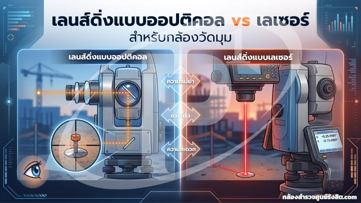 เลนส์ดิ่งแบบออปติคอล vs เลเซอร์ สำหรับกล้องวัดมุม
