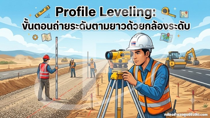 Profile Leveling งานถนน ขั้นตอนถ่ายระดับตามยาวด้วยกล้องระดับ