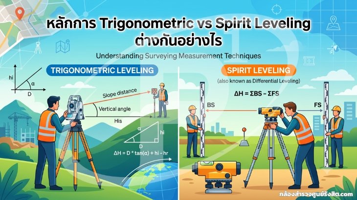 หลักการ Trigonometric vs Spirit Leveling ต่างกันอย่างไร