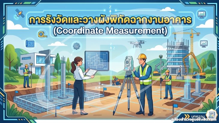 การรังวัดและวางผังพิกัดฉากงานอาคาร (Coordinate Measurement)