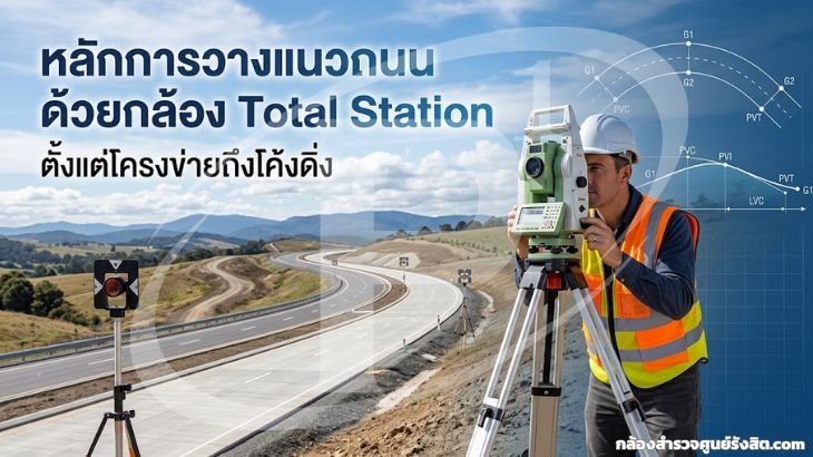 หลักการวางแนวถนนด้วยกล้อง Total Station ตั้งแต่โครงข่ายถึงโค้งดิ่ง