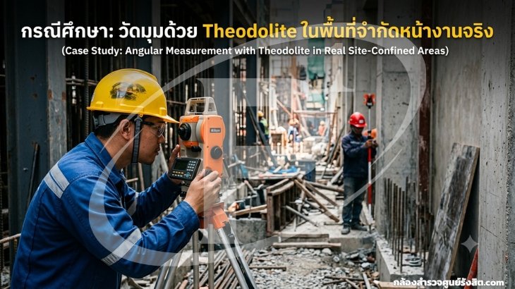 กรณีศึกษา: วัดมุมด้วย Theodolite ในพื้นที่จำกัดหน้างานจริง