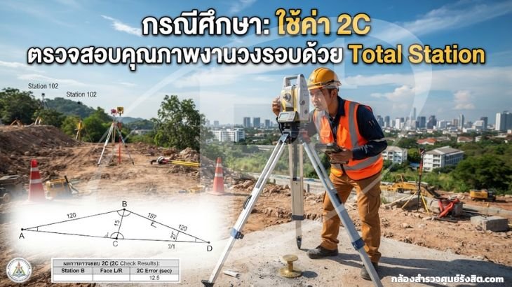 กรณีศึกษา: ใช้ค่า 2C ตรวจคุณภาพงานวงรอบด้วย Total Station