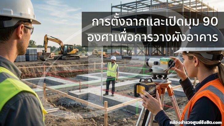 การตั้งฉากและเปิดมุม 90 องศาเพื่อการวางผังอาคาร
