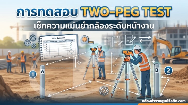 การทดสอบ Two-Peg Test เช็กความแม่นยำกล้องระดับหน้างาน
