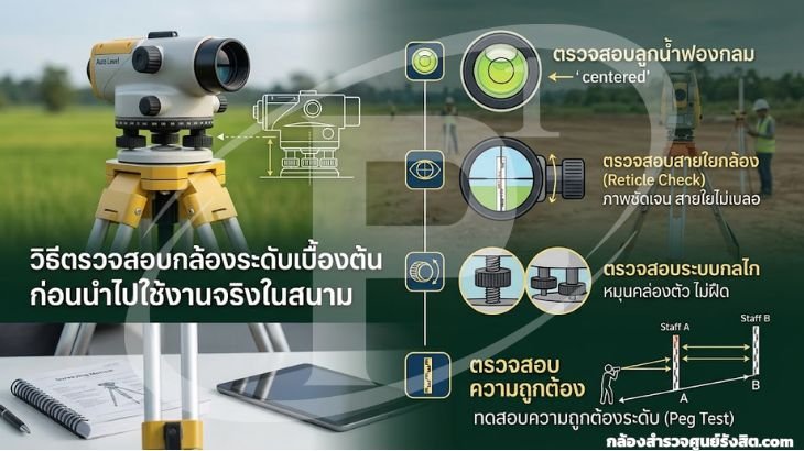  วิธีตรวจสอบกล้องระดับเบื้องต้นก่อนนำไปใช้งานจริงในสนาม