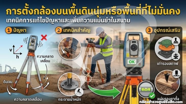 เทคนิคการตั้งกล้องสำรวจบนพื้นดินนุ่มและพื้นที่ไม่มั่นคง