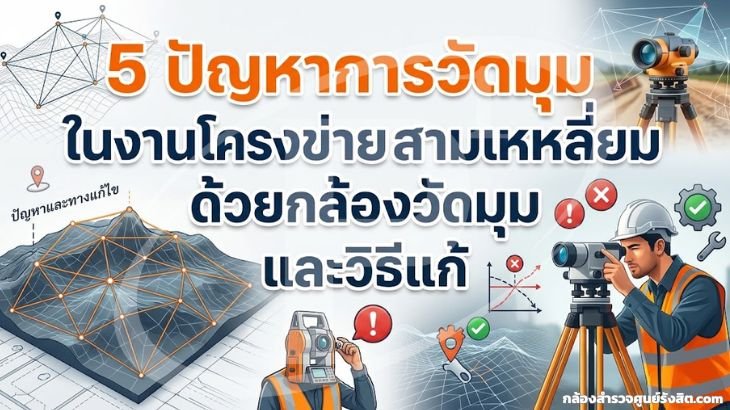 5 ปัญหาการวัดมุมในงานโครงข่ายสามเหลี่ยมด้วยกล้องวัดมุม และวิธีแก้