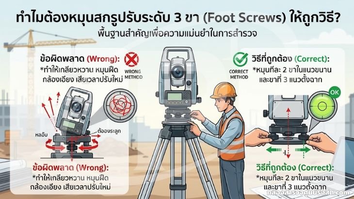 ทำไมต้องหมุนสกรูปรับระดับ 3 ขา (Foot Screws) ให้ถูกวิธี?