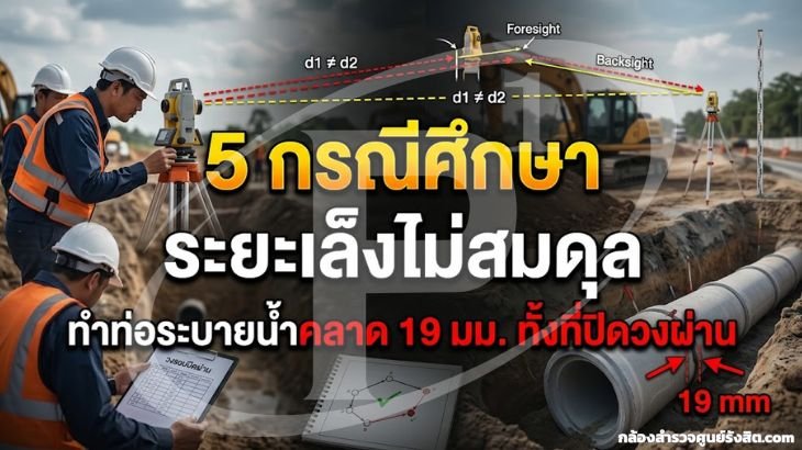 กรณีศึกษา ระยะเล็งไม่สมดุลทำท่อระบายน้ำคลาด 19 มม. ทั้งที่ปิดวงผ่าน