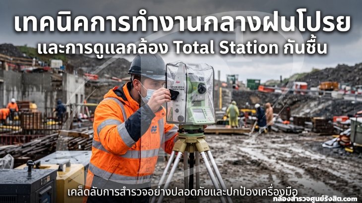 เทคนิคการทำงานกลางฝนโปรยและการดูแลกล้อง Total Station กันชื้น