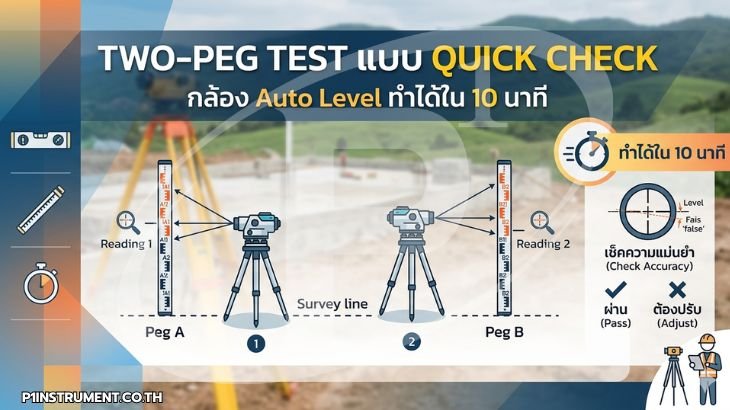 Two-Peg Test แบบ Quick Check กล้อง Auto Level ทำได้ใน 10 นาที