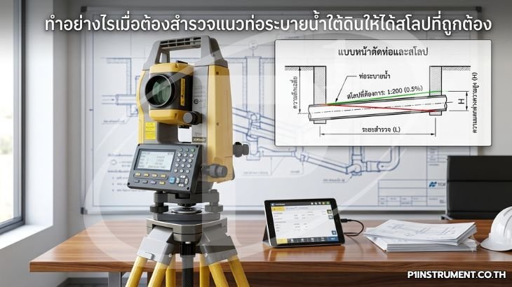 ทำอย่างไรเมื่อต้องสำรวจแนวท่อระบายน้ำใต้ดินให้ได้สโลปที่ถูกต้อง