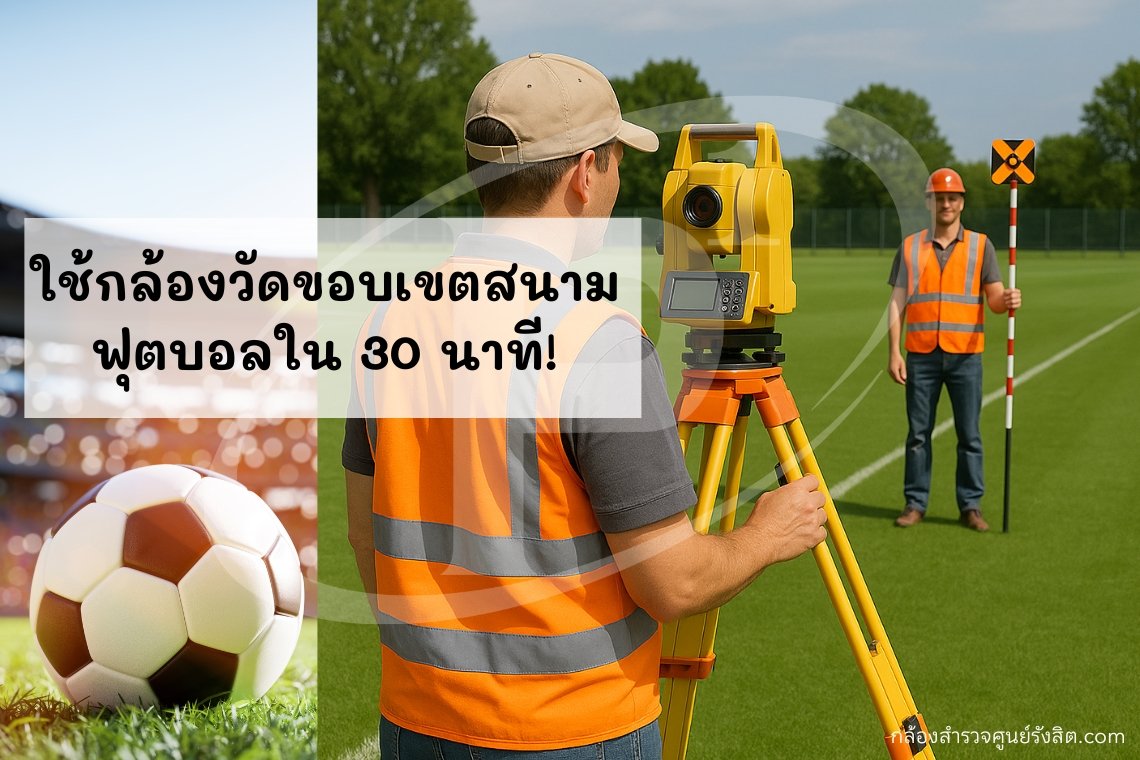 ใช้กล้องสำรวจวัดขอบเขตสนามฟุตบอลใน 30 นาที!