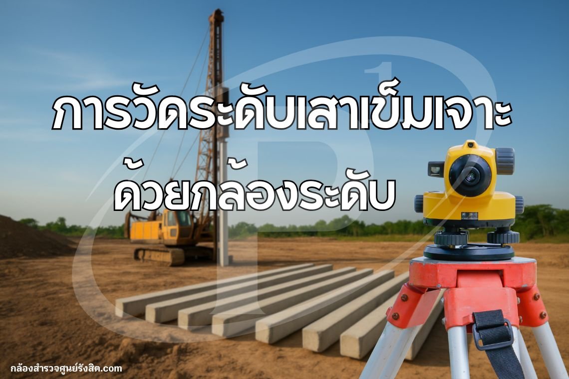 การวัดระดับเสาเข็มเจาะ ด้วยกล้องระดับ (Auto Level)