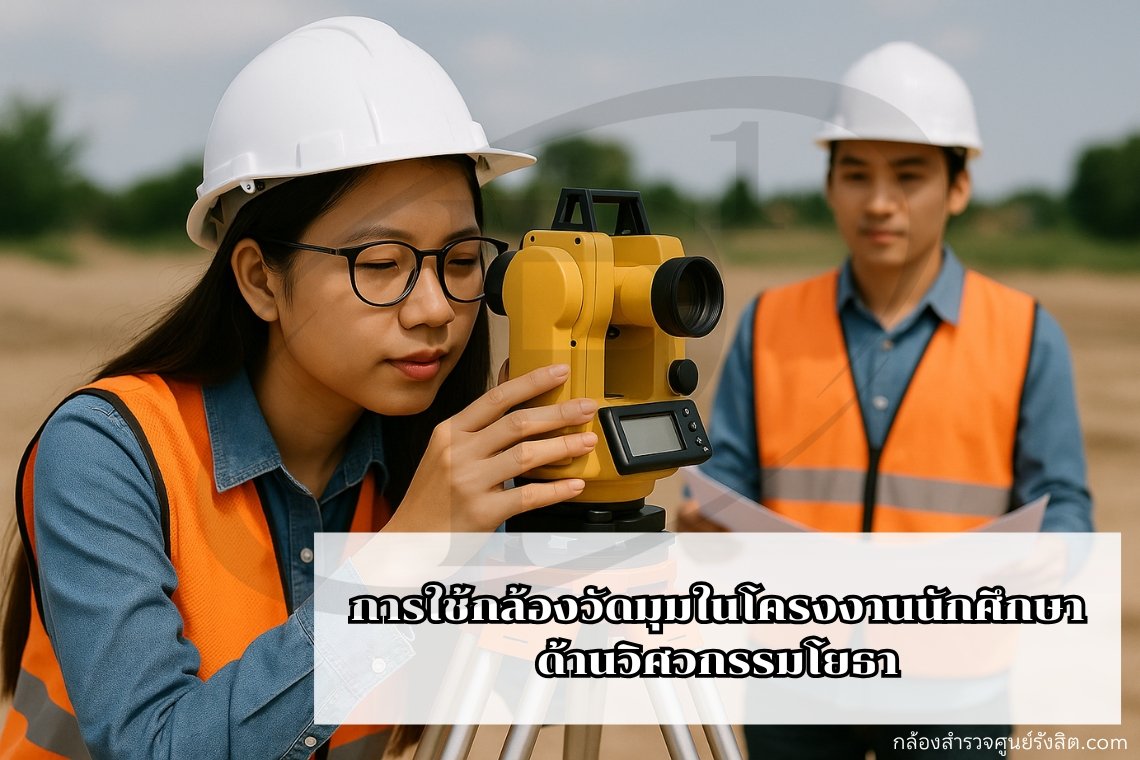 การใช้กล้องวัดมุมในโครงงานนักศึกษาด้านวิศวกรรมโยธา