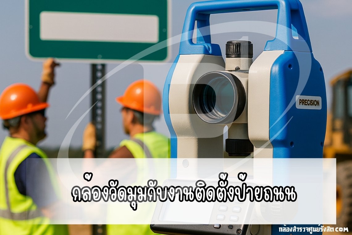 การใช้ กล้องวัดมุม (Theodolite ) กับ งานติดตั้งป้ายถนน