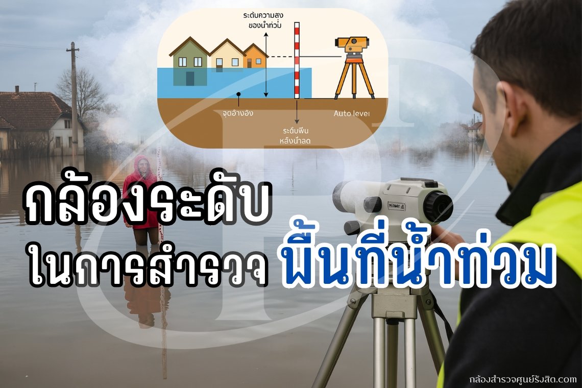 การใช้กล้องระดับในการสำรวจพื้นที่น้ำท่วม