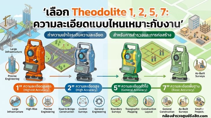 เลือก Theodolite 1 2 5 7 ความละเอียดแบบไหนเหมาะกับงาน