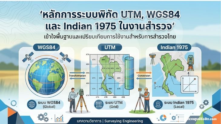 หลักการระบบพิกัด UTM, WGS84 และ Indian 1975 ในงานสำรวจ