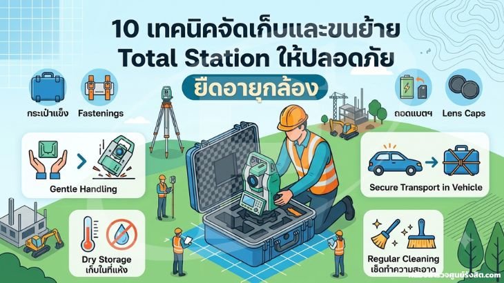 10 เทคนิคจัดเก็บและขนย้าย Total Station ให้ปลอดภัย ยืดอายุกล้อง