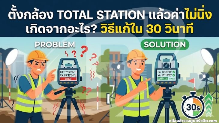 ตั้งกล้อง Total Station แล้วค่านิ่งไม่ได้? หาสาเหตุพร้อมวิธีแก้ใน 30 วินาที