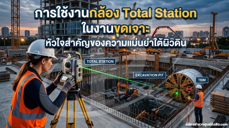 ารใช้งานกล้อง Total Station ในงานขุดเจาะ:
