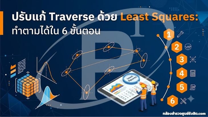 ปรับแก้ Traverse ด้วย Least Squares: ทำตามได้ใน 6 ขั้นตอน