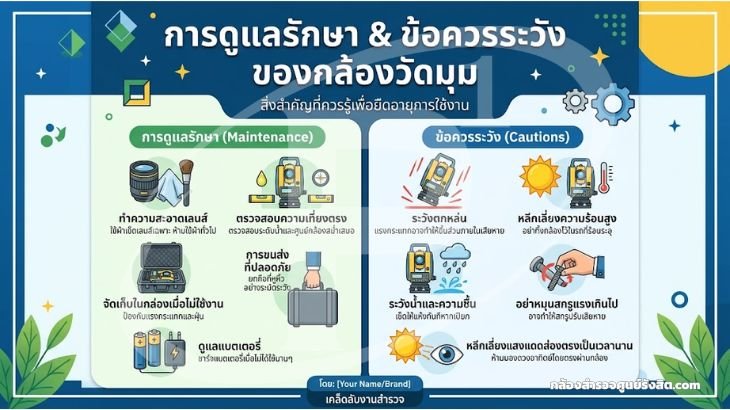 การดูแลรักษา & ข้อควรระวัง ของกล้องวัดมุม มีอะไรบ้าง