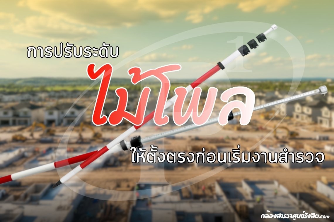 การปรับระดับไม้โพลให้ตั้งตรงก่อนเริ่มงานสำรวจ
