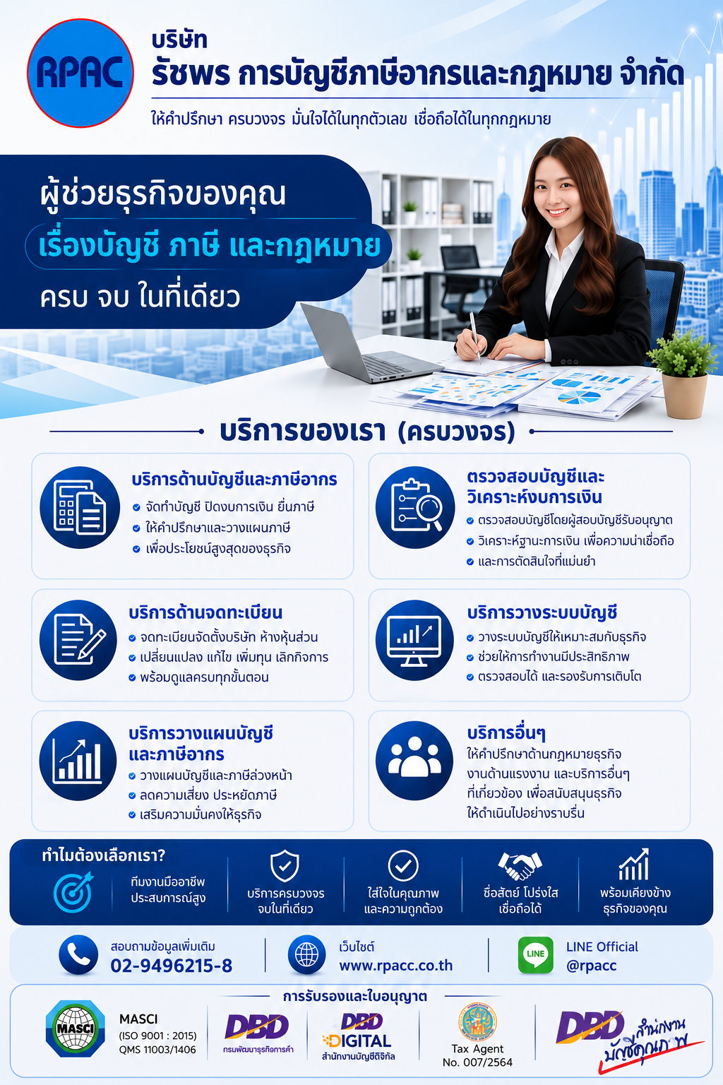 เรื่องบัญชี ภาษี และกฎหมาย ให้เราช่วยดูแลธุรกิจของคุณ