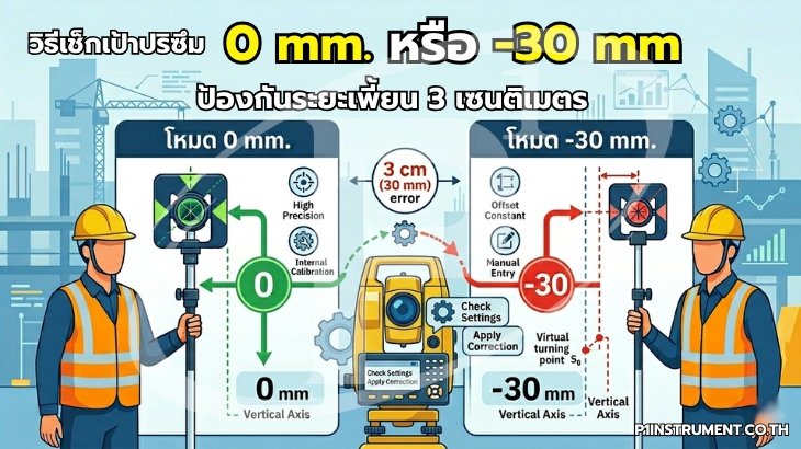 วิธีเช็กเป้าปริซึม0mm.หรือ-30 mm. ป้องกันค่าเพี้ยน3เซนติเมตร