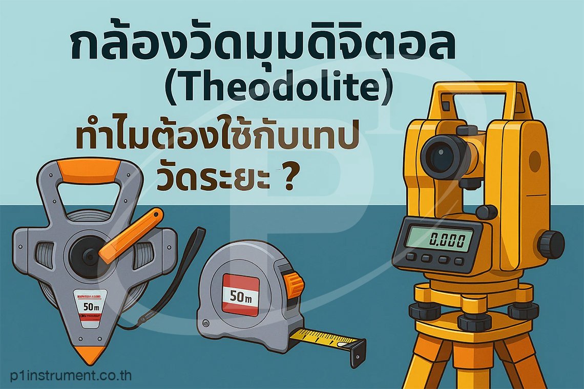 กล้องวัดมุมดิจิตอล (Theodolite) ทำไมต้องใช้กับเทปวัดระยะ?