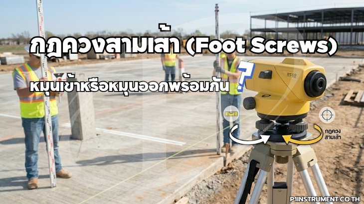 กฎควงสามเส้า (Foot Screws) หมุนเข้าหรือหมุนออกพร้อมกัน?