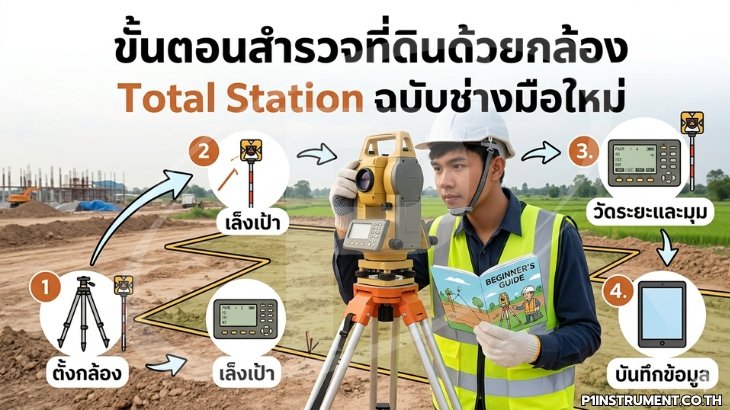 ขั้นตอนสำรวจที่ดินด้วยกล้อง Total Station ฉบับช่างมือใหม่