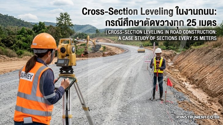 Cross-Section Leveling ในงานถนน: กรณีศึกษาตัดขวางทุก 25 เมตร
