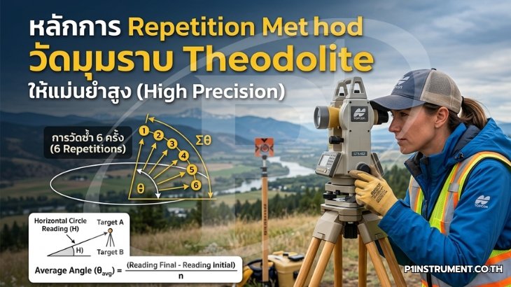 หลักการ Repetition Method วัดมุมราบ Theodolite ให้แม่นยำสูง