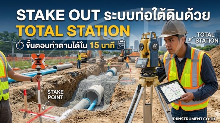 Stake Out ระบบท่อใต้ดินด้วย Total Station: ขั้นตอนทำตามได้ใน 15 นาที