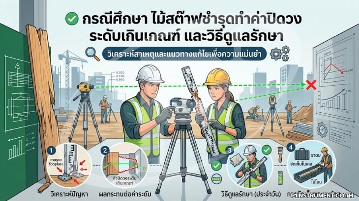 กรณีศึกษา ไม้สต๊าฟชำรุดทำค่าปิดวงระดับเกินเกณฑ์ และวิธีดูแลรักษา