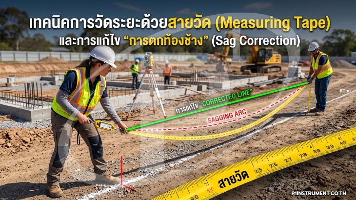 เทคนิคการวัดระยะด้วยสายวัด  และการแก้ไข "การตกท้องช้าง"