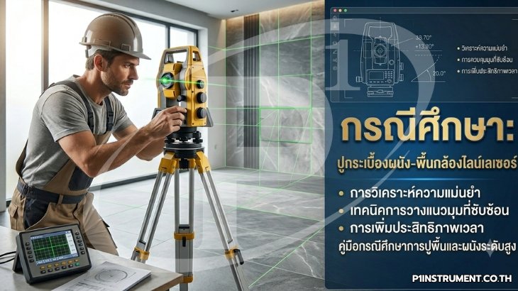 กรณีศึกษา: ปูกระเบื้องผนัง-พื้นด้วยกล้องไลน์เลเซอร์