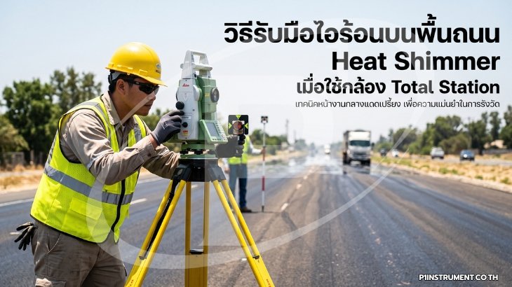 วิธีรับมือไอร้อนบนพื้นถนน (Heat Shimmer) เมื่อใช้กล้อง Total Station