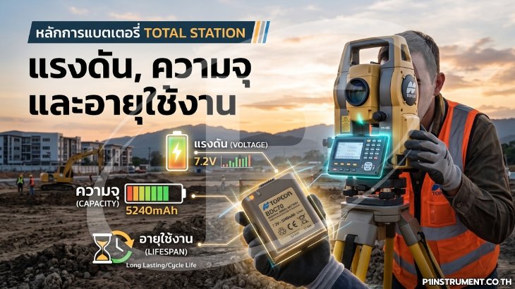 หลักการแบตเตอรี่ Total Station แรงดัน ความจุ และอายุใช้งาน