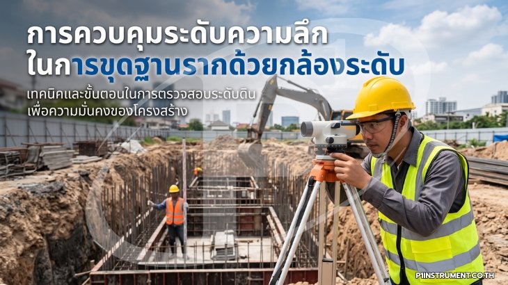 การควบคุมระดับความลึกในการขุดฐานรากด้วยกล้องระดับ