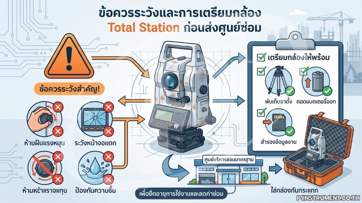 ข้อควรระวังและการเตรียมกล้อง Total Station ก่อนส่งศูนย์ซ่อม