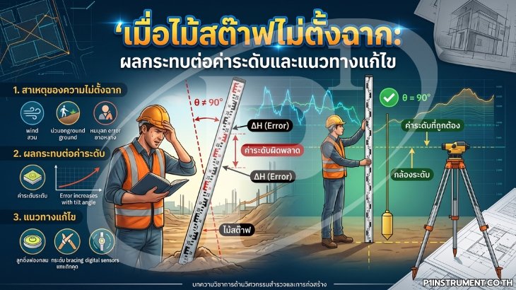 เมื่อไม้สต๊าฟไม่ตั้งฉาก: ผลกระทบต่อค่าระดับและแนวทางแก้ไข