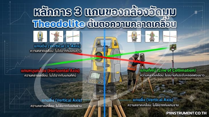 หลักการ 3 แกนของกล้องวัดมุม Theodolite ต้นตอความคลาดเคลื่อน
